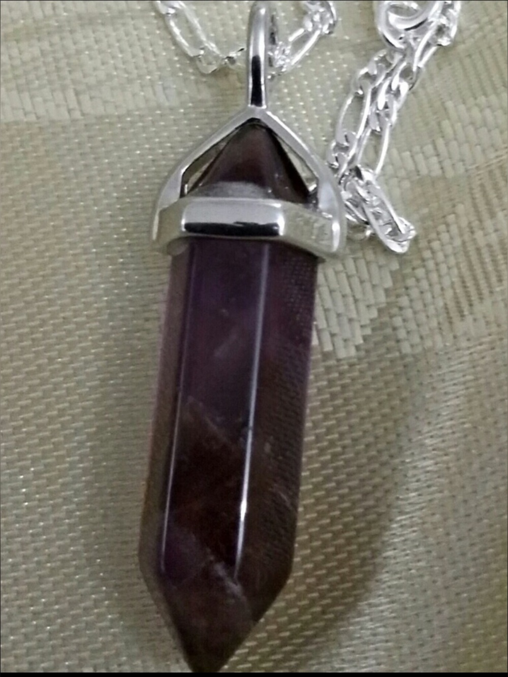 Silver Necklace .925 With Healing Real Amethyst  Hexagon Crystal Gemstone NWT - Picture 6 of 8